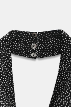 ZARA ПЛАТЬЕ ХАЛТЕР В ГОРОШЕК — ZW COLLECTION, ЧЕРНЫЙ/ЭКРЮ