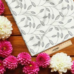 Ткань поплин листочные силуэты