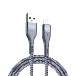Кабель в тканевой оплетке длина 100см (1м) с разъемом USB-A на Lightning с быстрой зарядкой PD 12W от Duzzona, серия A7 Cable