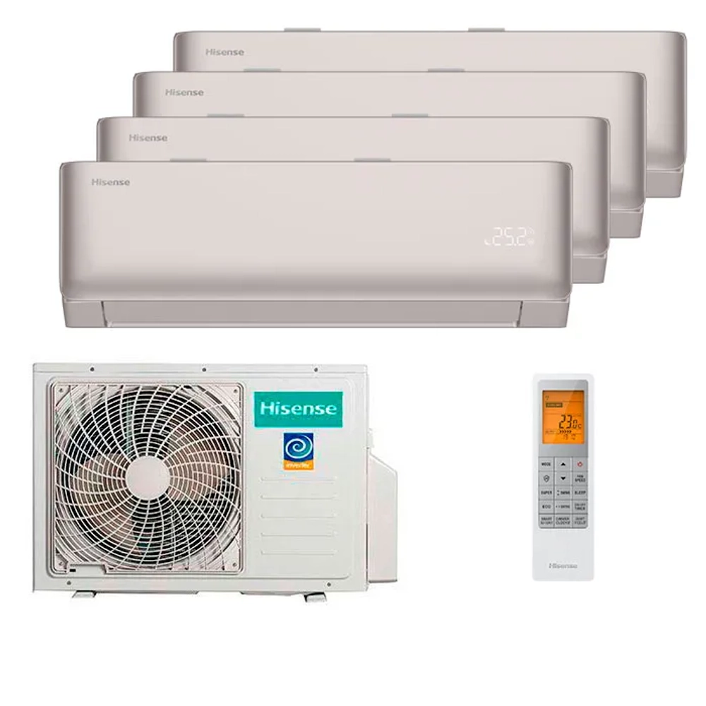 Мульти сплит-система Hisense на 4 комнаты (20+20+20+35 кв.м.) VIBE PRO CHAMPAGNE