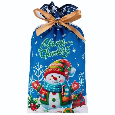 Пакет подарочный с затягивающей лентой 22,5*34см 10см "Снеговик"