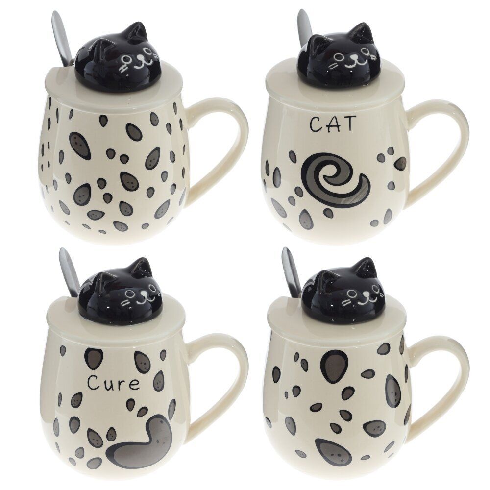 GAEM Кружка с крышкой и ложкой, 350 мл, L13 W9 H13 см, 4в.