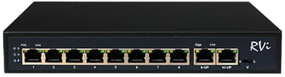 RVi-1NS08F-2T (1G) Сетевой РоЕ коммутатор, 10 портов, 8 РоЕ, 2 RG