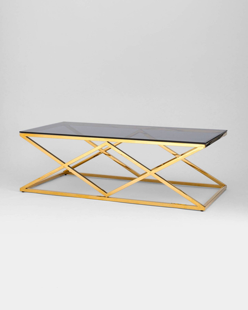 Журнальный стол 120*60 ИНСИГНИЯ золото стекло smoke