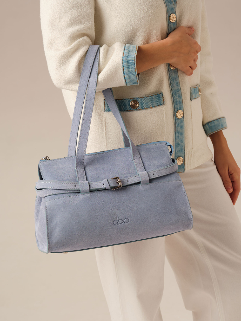 Замшевая сумка DBR Rumi mini 31400 туманно-голубой