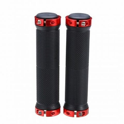 Рукоятки руля (грипсы, комплект), 130мм, TwoSideLock, инд. упак. (черный/красный, HL-G201-R)