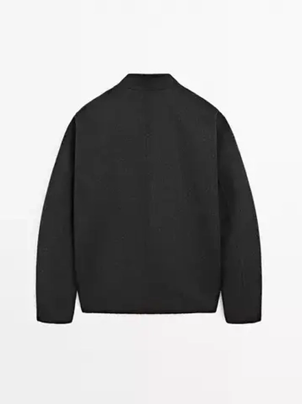Massimo Dutti Куртка-бомбер из смесовой шерсти, серый
