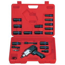 KING TONY (44118MP08) Гайковерт пневматический ударный 1/2", 678 Нм, с комплектом ударных головок, 23 предмета