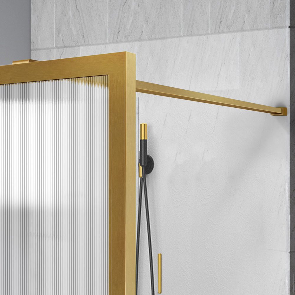 Душевая перегородка Волк-Ин (Walk-In) VSW-1HP120FLBG, 1200*2000, брашированное золото, стекло рифленое
