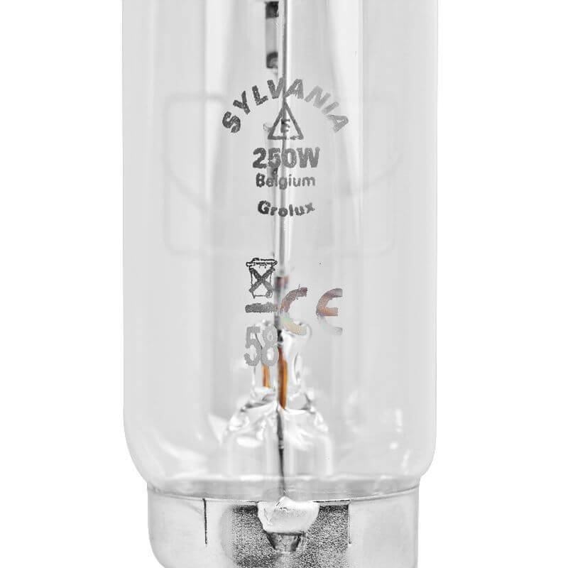 Колба и цоколь E40 Sylvania GroLux 250 Вт — крупный план