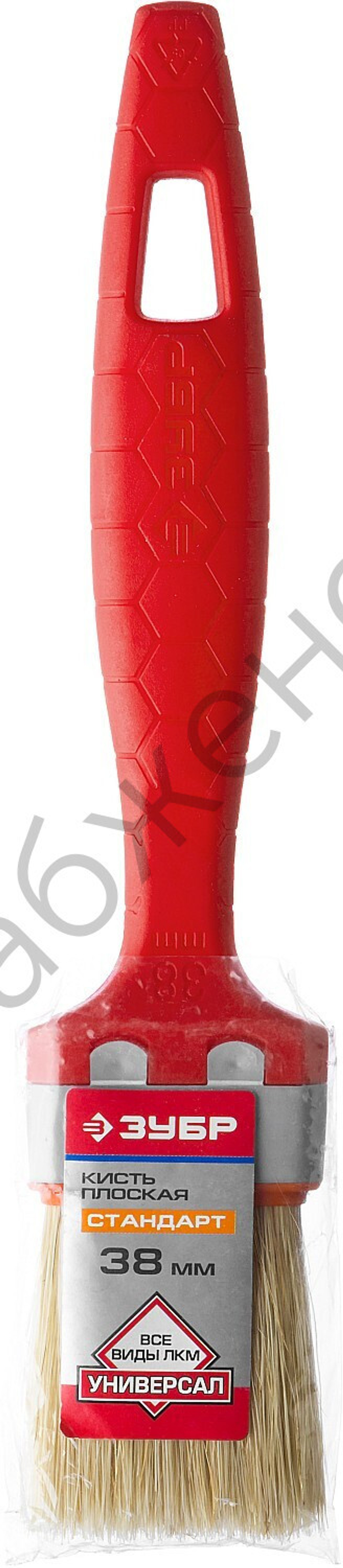 ЗУБР УНИВЕРСАЛ 38 мм, 1.5″ светлая натуральная щетина, пластмассовая ручка, Плоская кисть, СТАНДАРТ (01015-038)