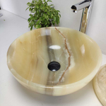Каменная раковина из оникса Bowl Yellow Small TinLip BO-01102 (40*40*15)