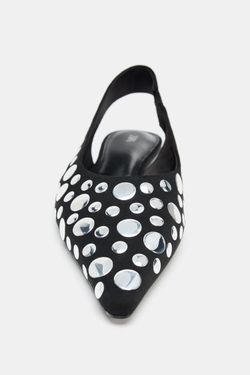 ZARA ТУФЛИ-МЮЛИ С ЗАКЛЕПКАМИ, ЧЕРНЫЙ