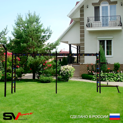 Уличная шведская стенка Sv Sport рукоход х 2 с комплектом турник прямой У54733 (Брусья/Стойка/Скамья/Кронш бокс)