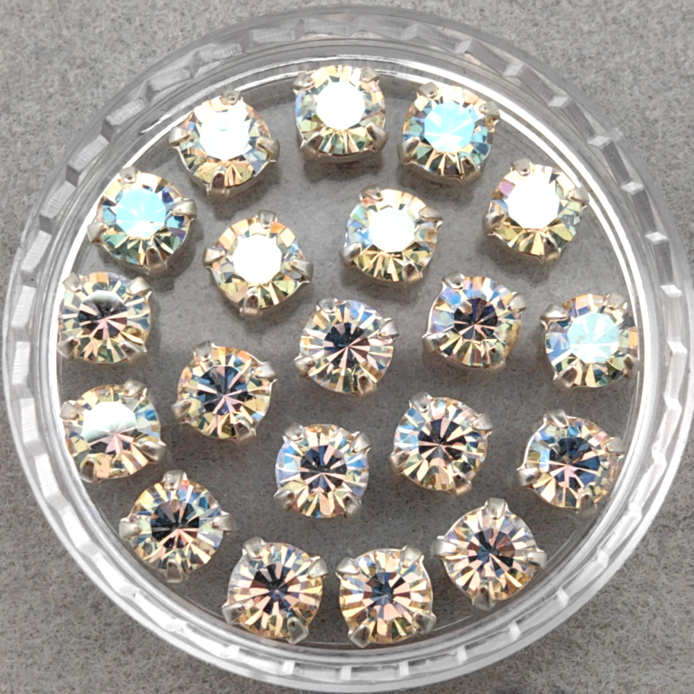 Шатоны Preciosa MAXIMA в оправах, Crystal Shimmer/Silver