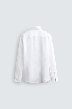 ZARA РУБАШКА REGULAR FIT ИЗ 100% ЛЬНА, БЕЛЫЙ