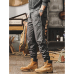 Брюки хлопковые casual для мужчин тонкие от бренда JIELEINUO ,летние. резинка внизу штанины