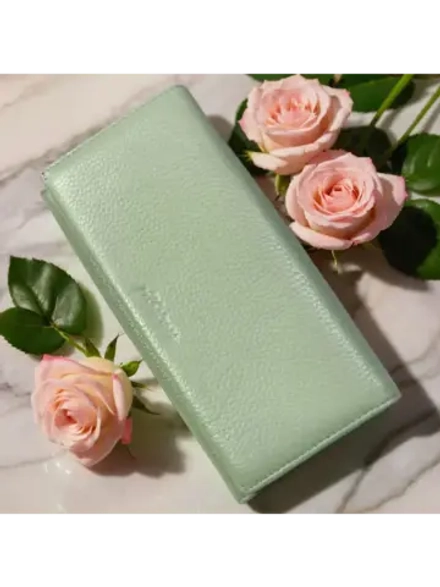 Компактный облегченный кошелек натуральная кожа мятный