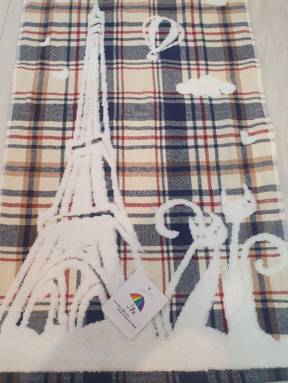 Полотенце 35/75 (махра/хлопок клетка/кошки) 1904322