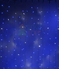 Светодиодный занавес с белым бликующим диодом 2*3 м, 220V., 600 синих LED ламп, прозрачный ПВХ, Beauty Led (PCL600BLW-10-2B)