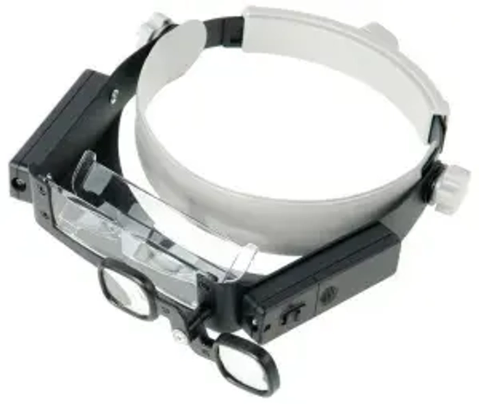 Лупа Kromatech налобная 1,5/3/6/8/17x, с подсветкой (2 LED) MG81007-P
