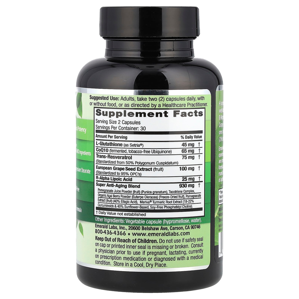 Emerald Laboratories, омолаживающий комплекс для здоровья клеток, 60 растительных капсул