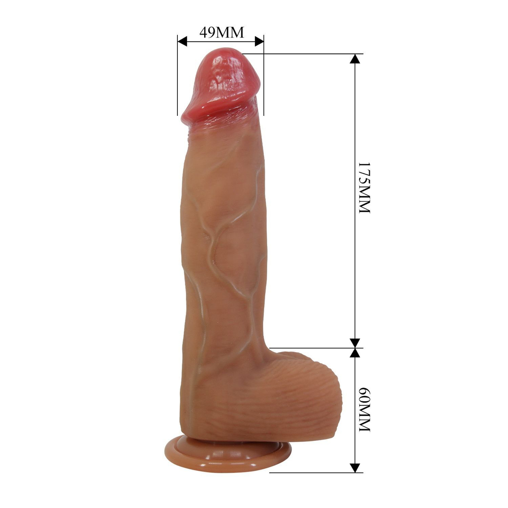 Baile Pretty Love Orton 23,5 см – телесный фаллоимитатор из жидкого силикона на присоске с рельефом вен
