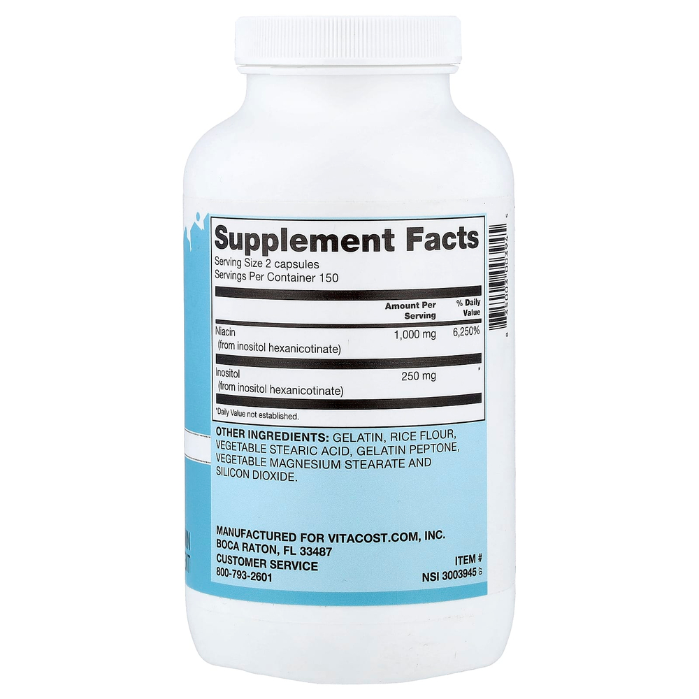 Vitacost, Niacin, Non-Flushing, 300 Capsules (500 mg per Capsule)