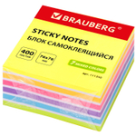 Стикеры BRAUBERG НЕОНОВЫЙ 76х76 мм 400 листов 7 цветов (3 штуки в упаковке)