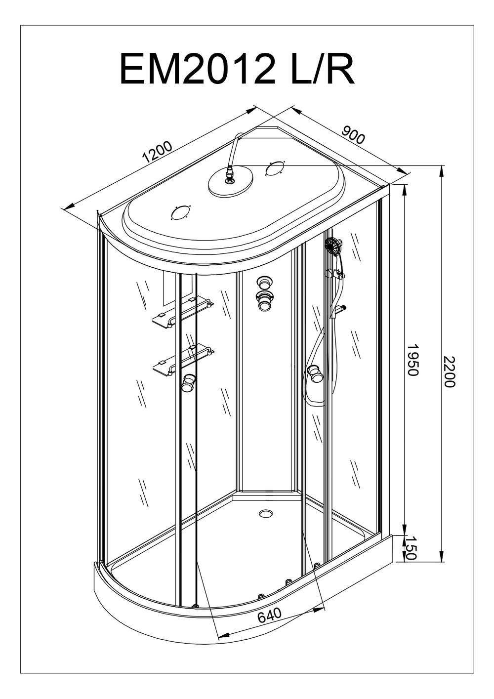 Душевая кабина AvaCan (АваКан) EM 2012 R с электрикой