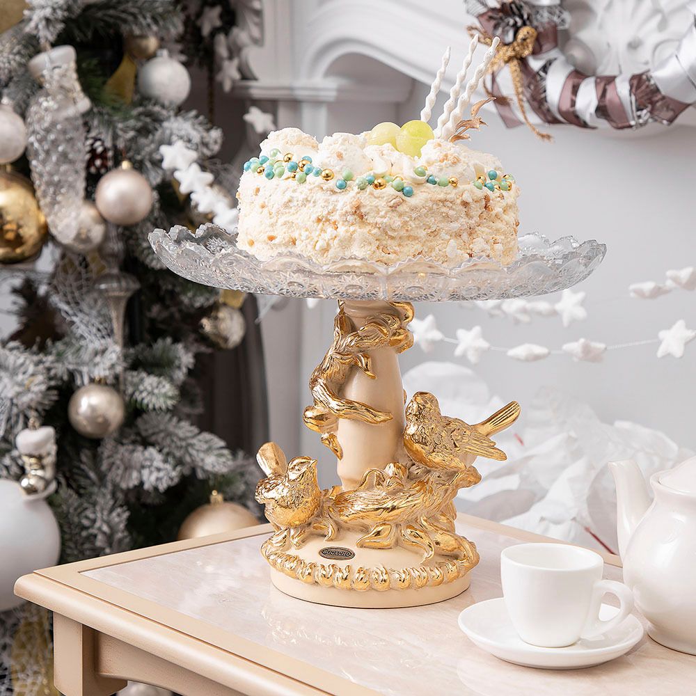 Фруктовница Мелодия любви Айвори со стеклянной чашей