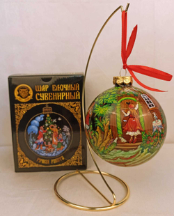 Шар новогодний (круговая роспись Палех) Красная шапочка в коробке