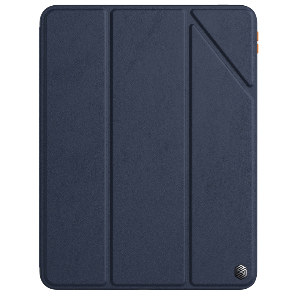 Чехол книжка синего цвета от Nillkin для планшета iPad Pro 11, 2020 и 2021 год, серия Bevel Leather Case, функция пробуждения и сна