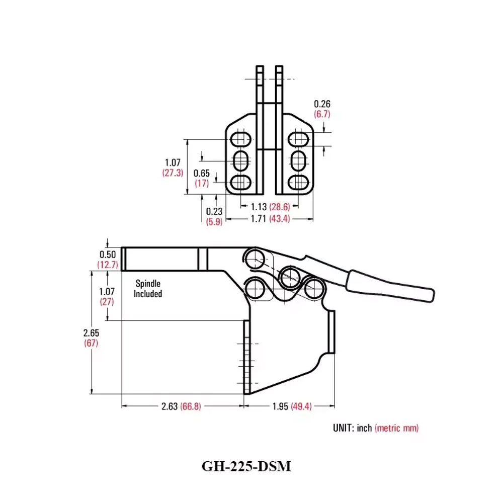Зажим механический с горизонтальной ручкой GH-225-DSM, усилие 227 кг GH-225-DSM