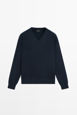 Massimo Dutti Свитер из 100% кашемира, глубокий синий