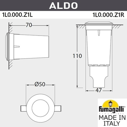 Грунтовый светильник светильник FUMAGALLI ALDO 1L0.000.000.LXZ1L