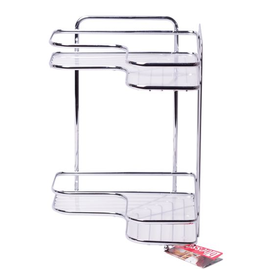 Полка для ванной 2-ярусная угловая Besser BS 0429E (36х27х35 см) из хромированной стали