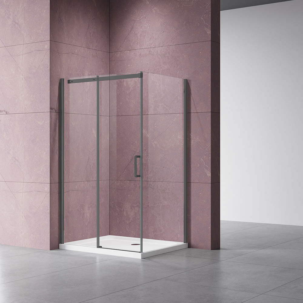 Душевой уголок Dice VSR-4D9011CLGM, 1100*900, вороненая сталь, стекло прозрачное