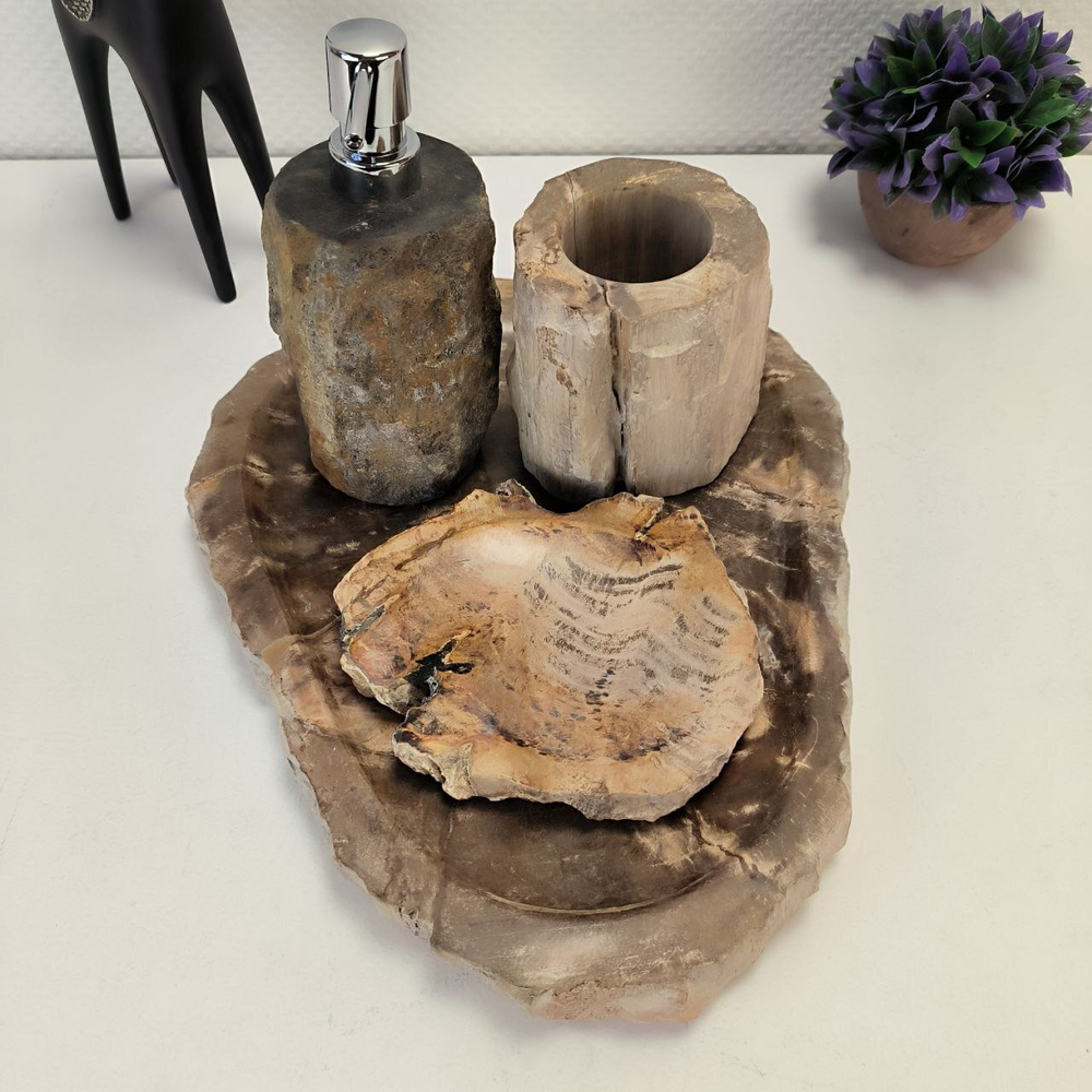 Набор из окаменелого дерева 4 предм Fossil Set NF-63074 поднос 29см*36см