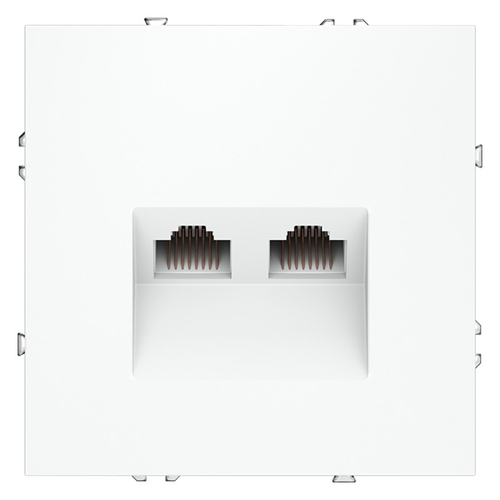 Розетка компьютерная встраиваемая VOLTUM S70 двойная RJ45+RJ45 кат.6, (белый матовый)