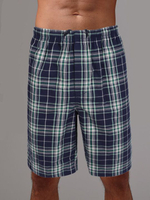 Удлиненные клетчатые мужские шорты (Размер: XXXL) (Цвет: синий с зеленым)