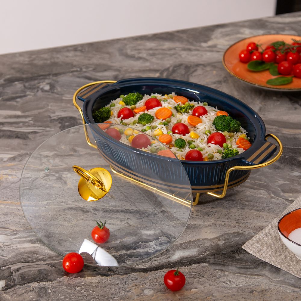 МАРМИТ LEFARD "HERBAL" СО СТЕКЛЯННОЙ КРЫШКОЙ 33 СМ 1600 МЛ НА МЕТАЛЛ. ПОДСТАВКЕ СИНИЙ (КОР=4ШТ.)