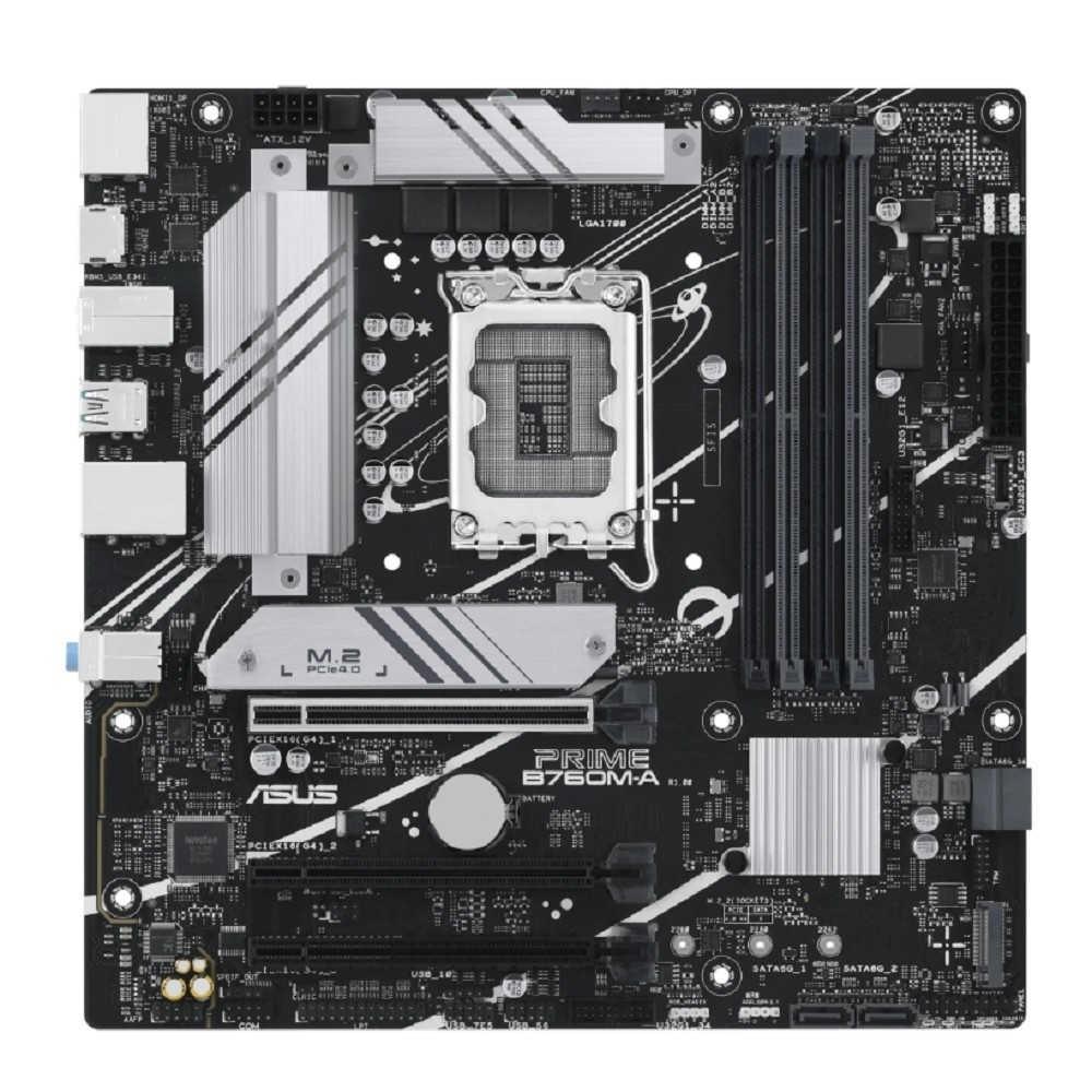 Материнская плата ASUS PRIME B760M-A-CSM (Socket 1700, mATX, 4xDDR5(128GB), DP / 2*HDMI, 3xPCIe 4.0x16, 4xSATA 6Gb / s, 2*M2, 2,5xLAN, 2xUSB 3.1, 4xUSB 2.0, 1xPS / 2)