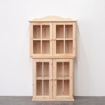 Dipriz Шкаф навесной Бритта 2 двери 2 полки с карнизом из массива сосны для кухни и ванной, в натуральной отделке