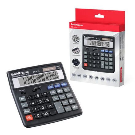 Калькулятор  16 разр. ЕК  настольный,  проф., двойное питание, черный DC-416