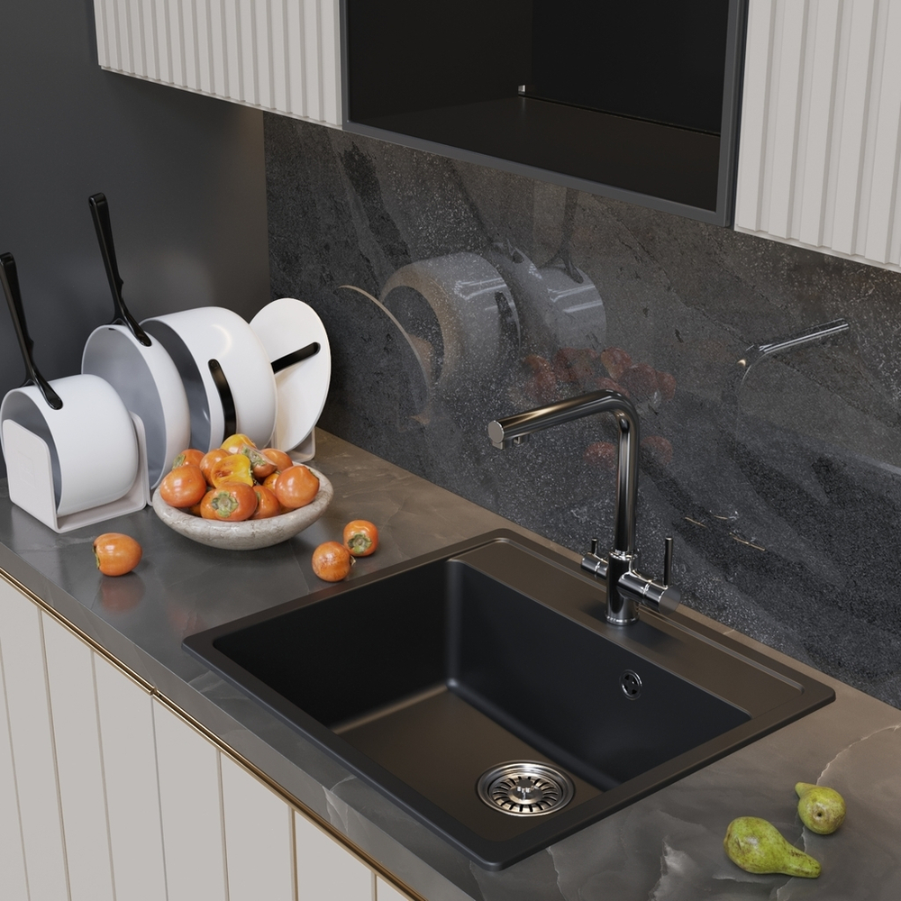 Мойка ML-GM15 КОМФОРТ ультра-черная (344), 560*500*180мм