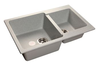 GRANFEST Мойка мрамор PRACTIC GF-P--780K  2 чаши 780*510 мм  серый арт.GF-