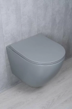 Унитаз подвесной Gid Tr2122TF-Lgm серый матовый, с крышкой микролифт, безободковый, слив-торнадо