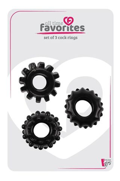 Набор из 3 черных эрекционных колец Set Of 3 Cockrings