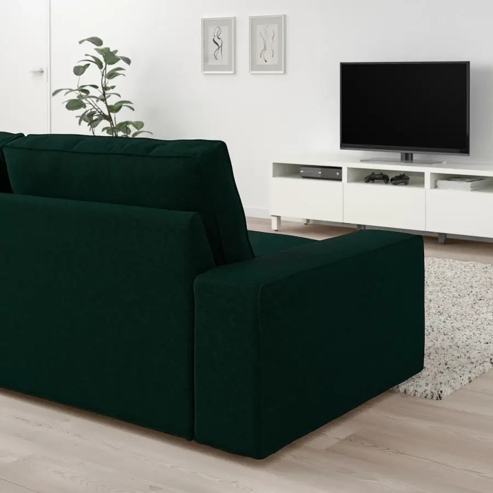 Диван 4-местный с оттоманкой - IKEA KIVIK/КИВИК ИКЕА, темно-зеленый
